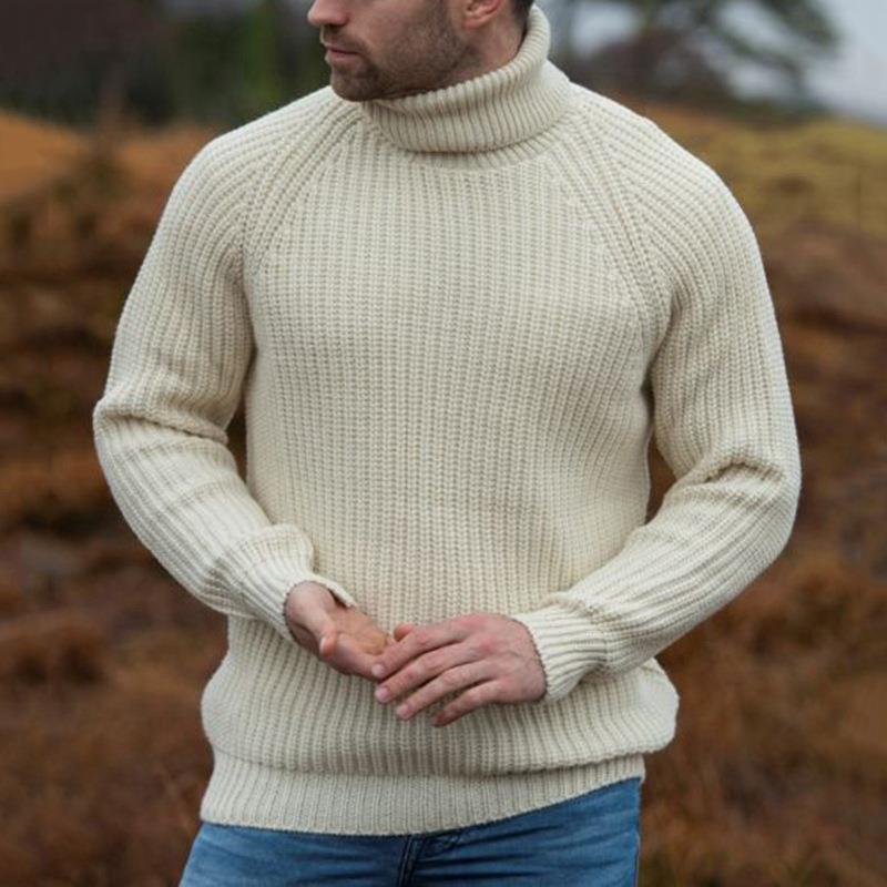 Men's chunky knit sweater with foldable turtleneck Lune London