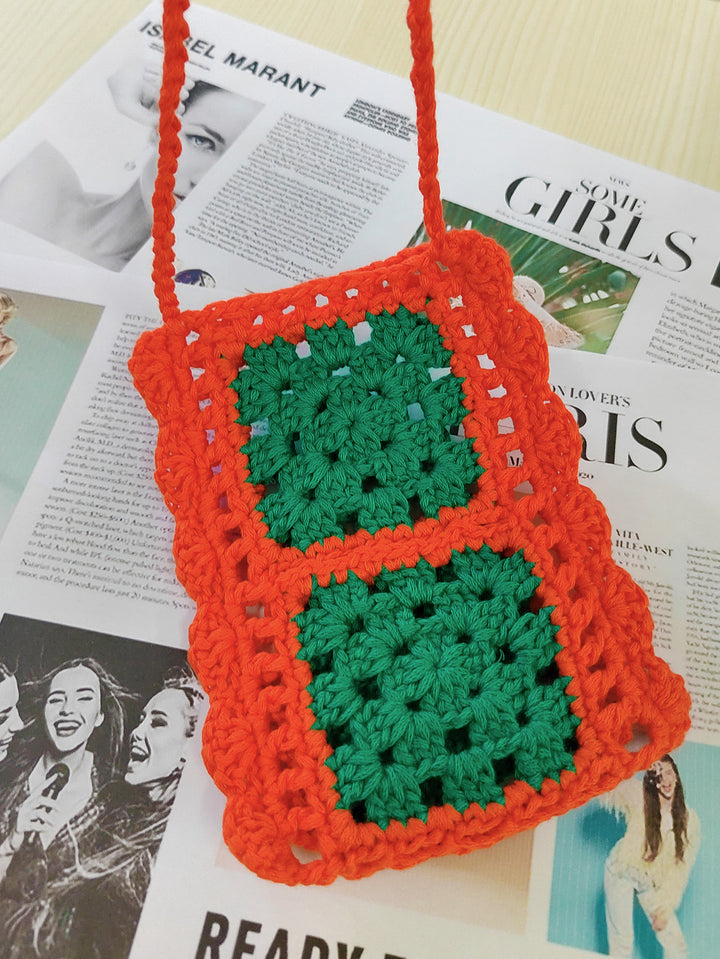 Ladies colorful crochet crossbody bag Lune London
