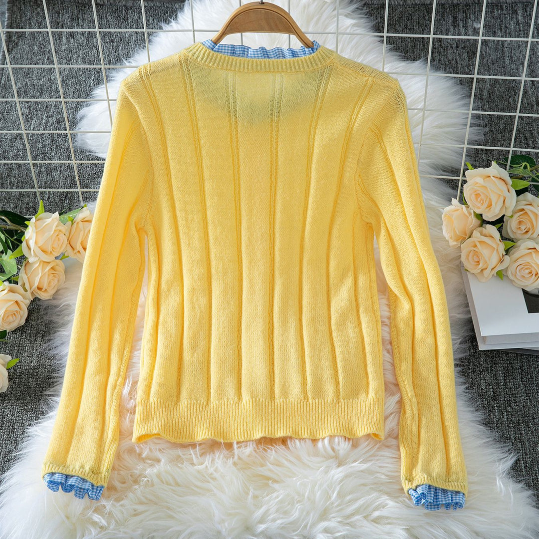 Women Lightweight knitted vest with pretty ruffled details Lune London