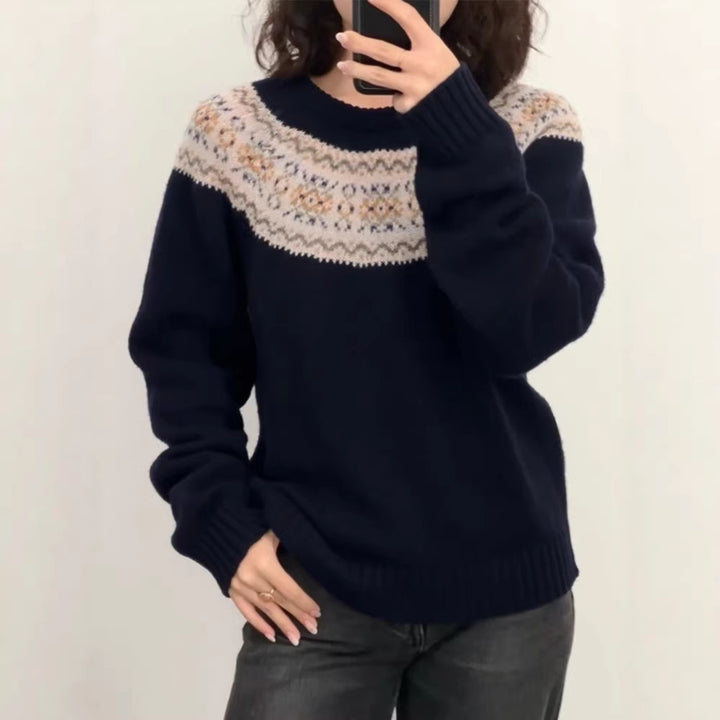 Pull en tricot pour femmes avec motif norvégien créatif Chic & Stil
