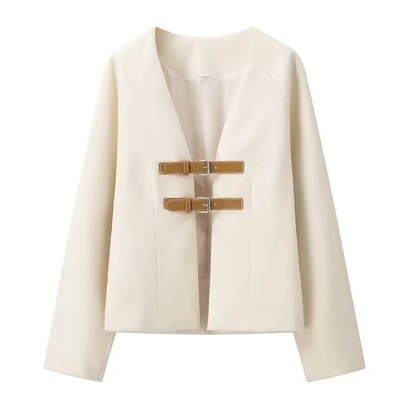 Elegant boucle jacket for women with decorative loops Lune London