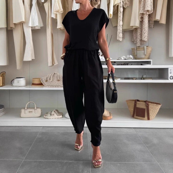 Combinaison décontractée pour femmes avec taille élastique et poches Chic & Stil