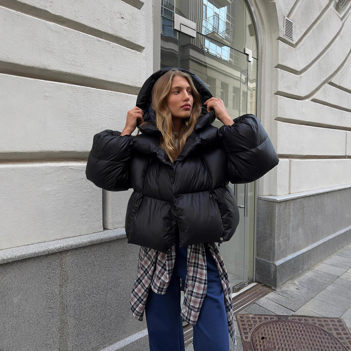 Women Fashionable and Warm Down Jacket with Removable Hood Insert Lune London