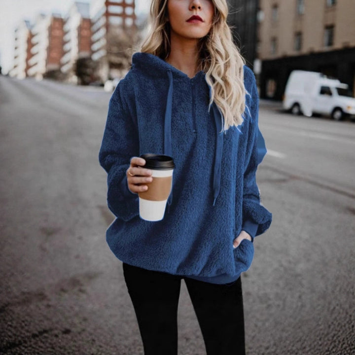 Ladies Oversized Fleece Hoodie with Comfortable Pockets and Drawstring Lune London