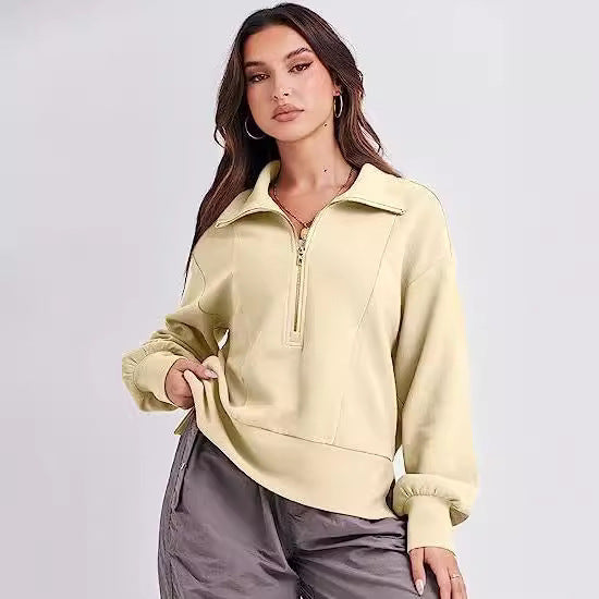 Casual sweater for women with high collar and zipper Lune London