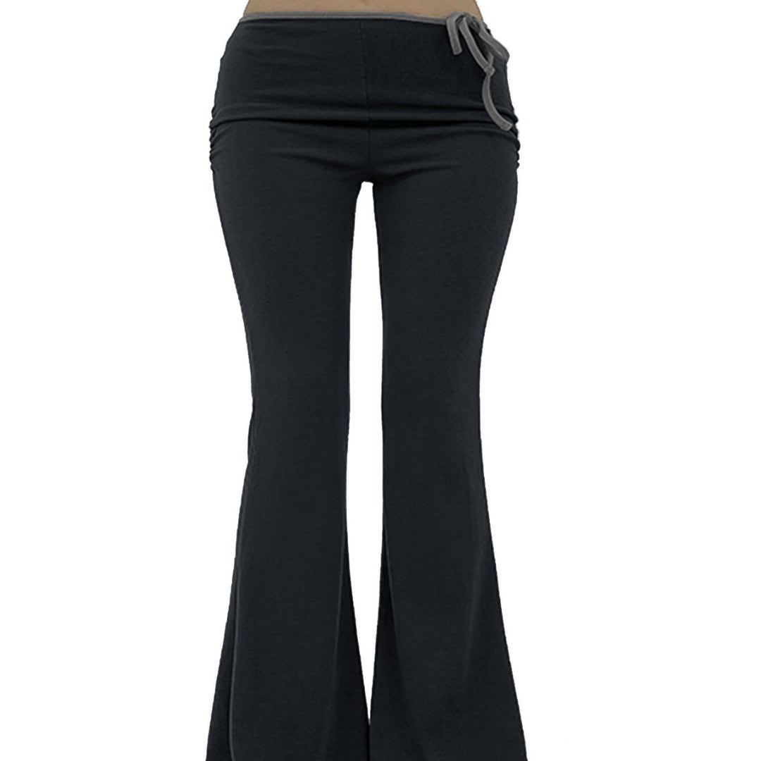Pantalons de yoga évasés pour femmes avec taille élastique et tissu côtelé Chic & Stil