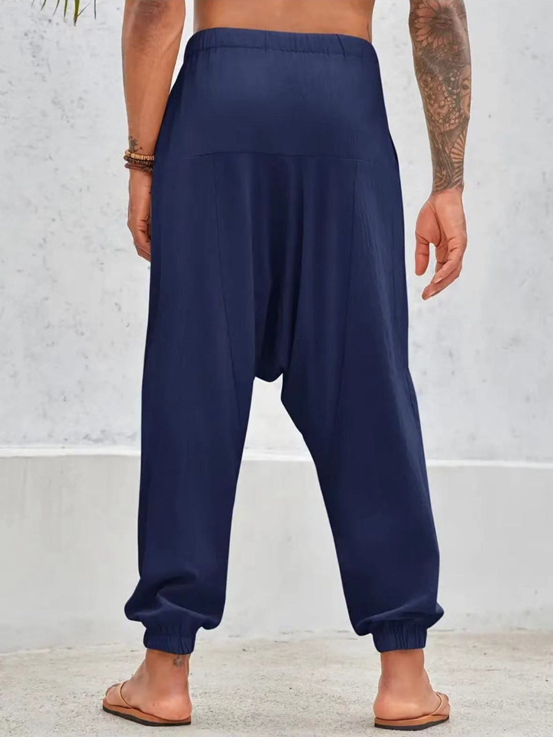 Casual harem pants for men with elastic waist and deep pockets Lune London