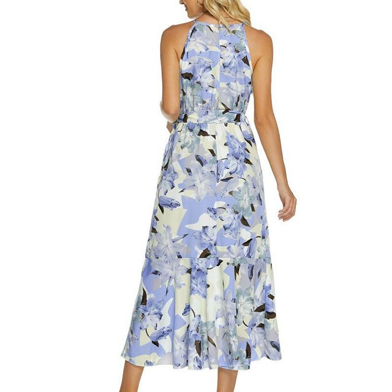 Ladies Floral Wrap Midi Dress Lune London