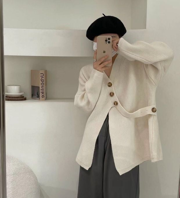 Ladies chic and stylish tie cardigan