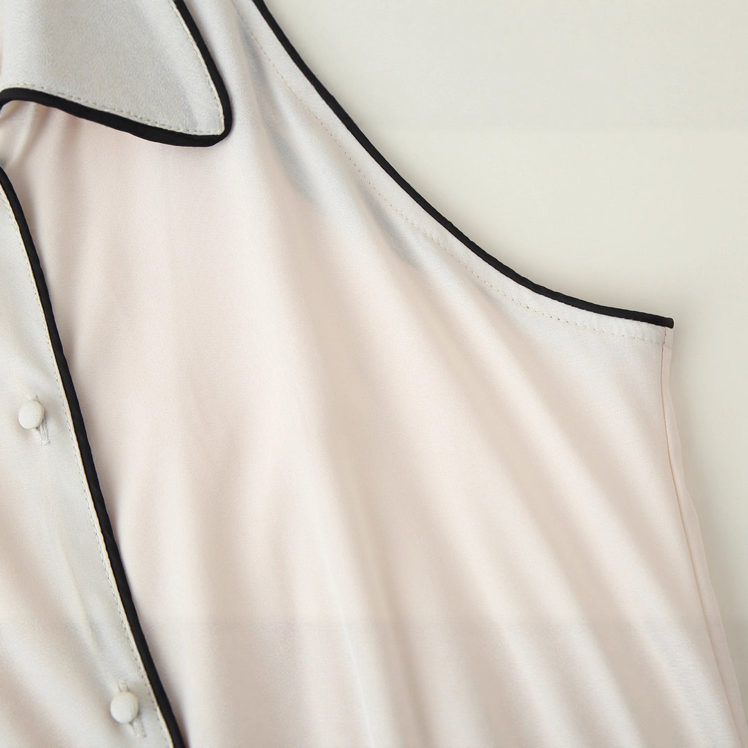 Maxi dress for women with elegant collar and pretty button design Lune London