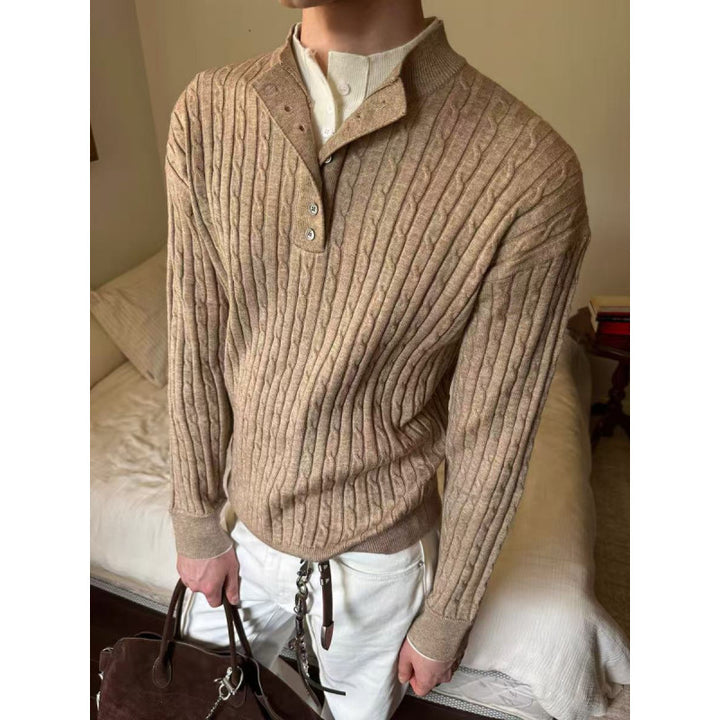 Fine knit sweater for men with decorative button details Lune London