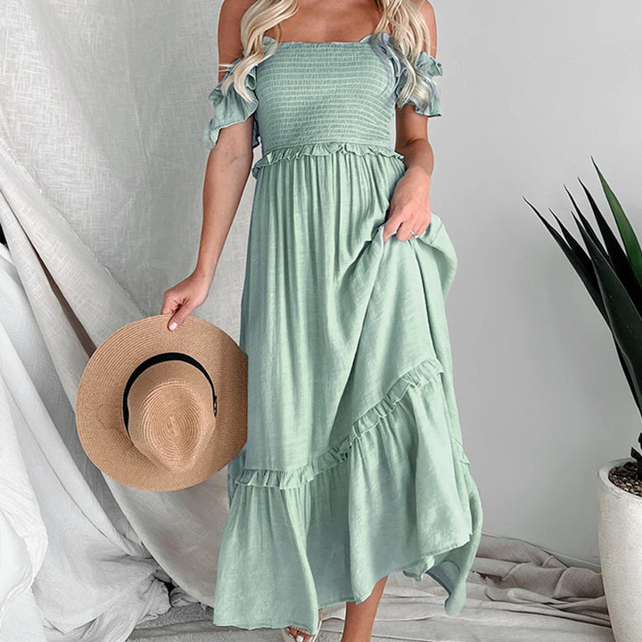 Lune London women's tiered smocked maxi dress