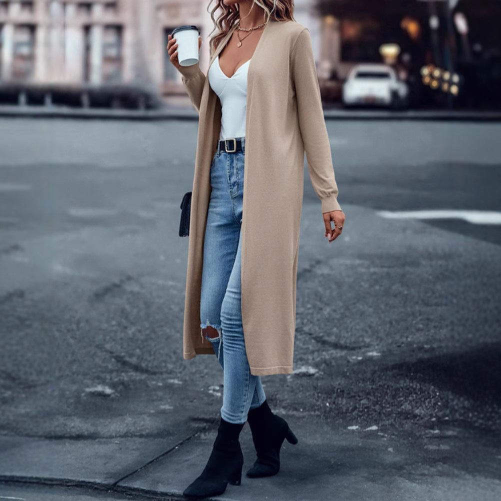 Manteau en tricot pour femmes au design ouvert et à la coupe élégante