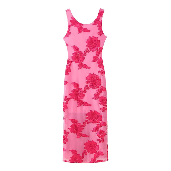 Maxi dress for women with floral embroidery and elegant cut Lune London