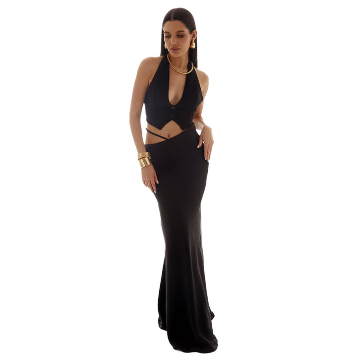 Ladies Elegant Maxi Dress with off-shoulder design and silky finish Lune London