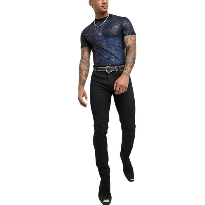 Men's High-Quality Mesh T-Shirt with Glittering Effect Lune London