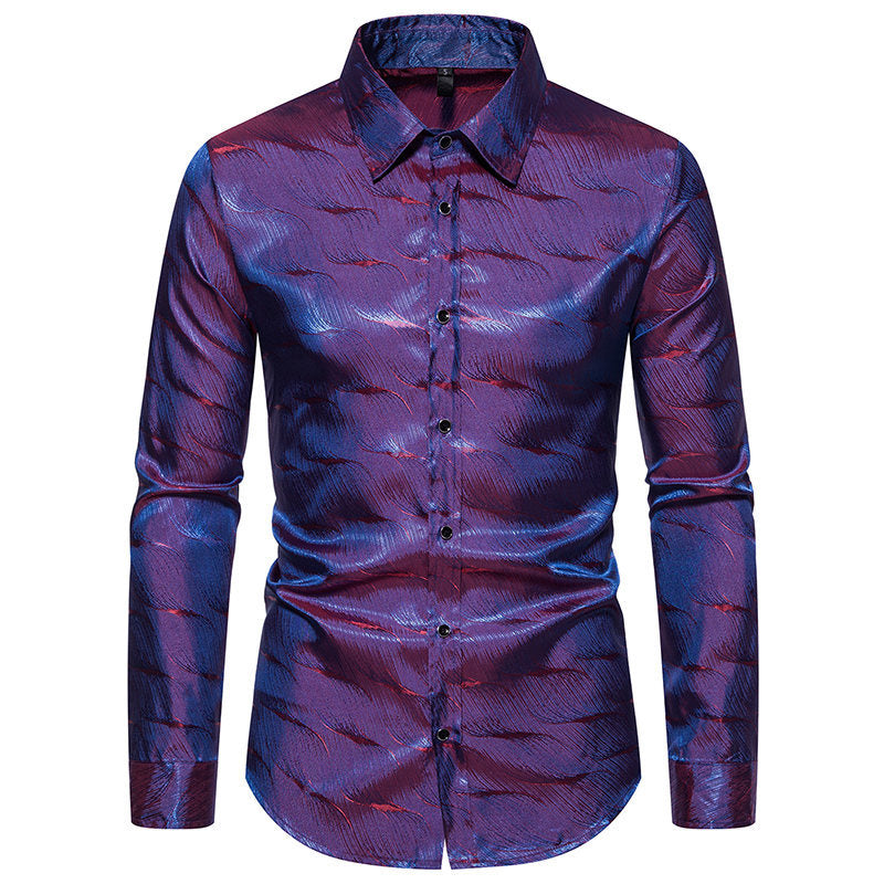 Elegant long sleeve shirt for men with glossy wave pattern Lune London