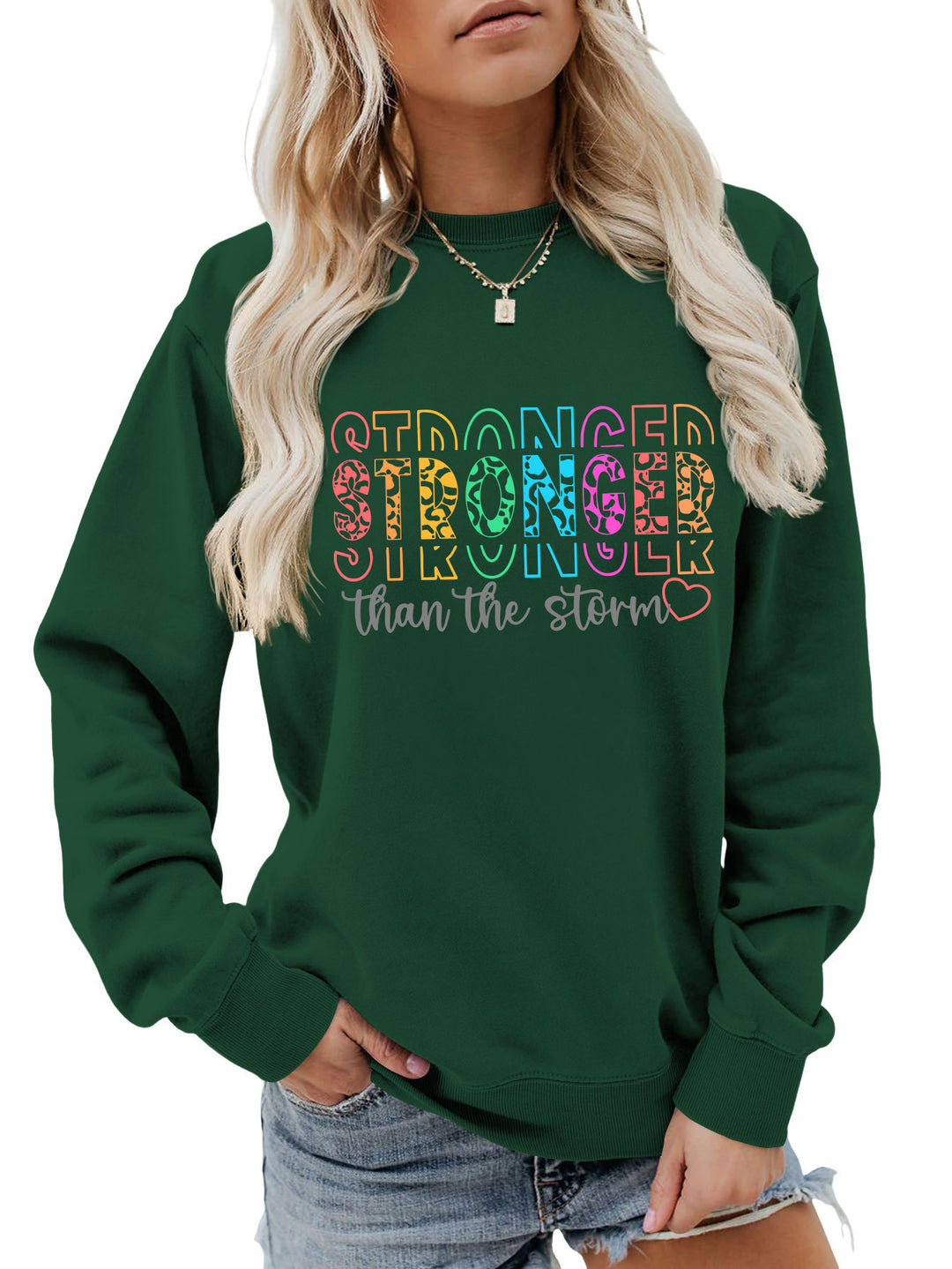Sweat-shirt pour femmes avec lettrage motivant et coupe décontractée Chic & Stil