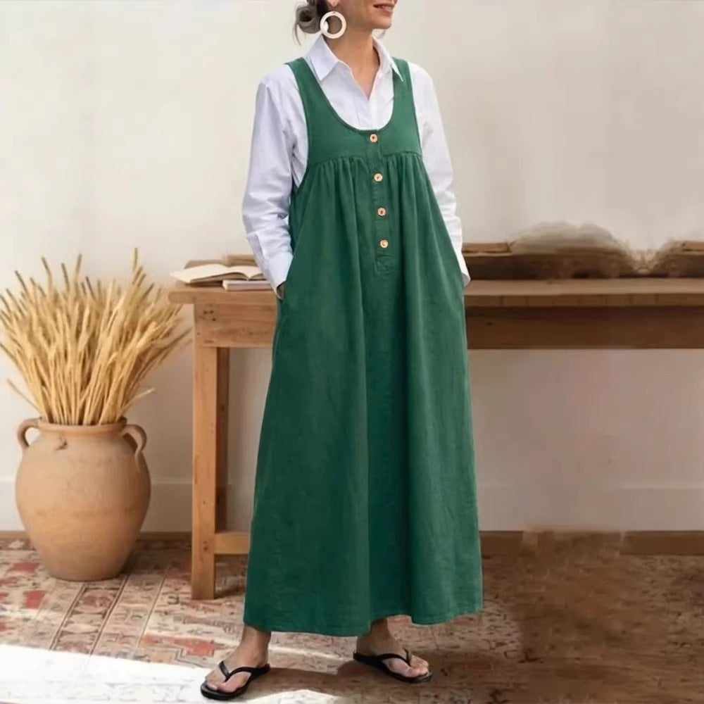 Women's maxi dress with button and pocket details Lune London