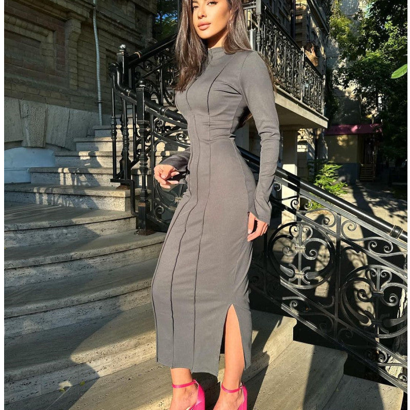 Maxi dress for women with side slits and long sleeves Lune London