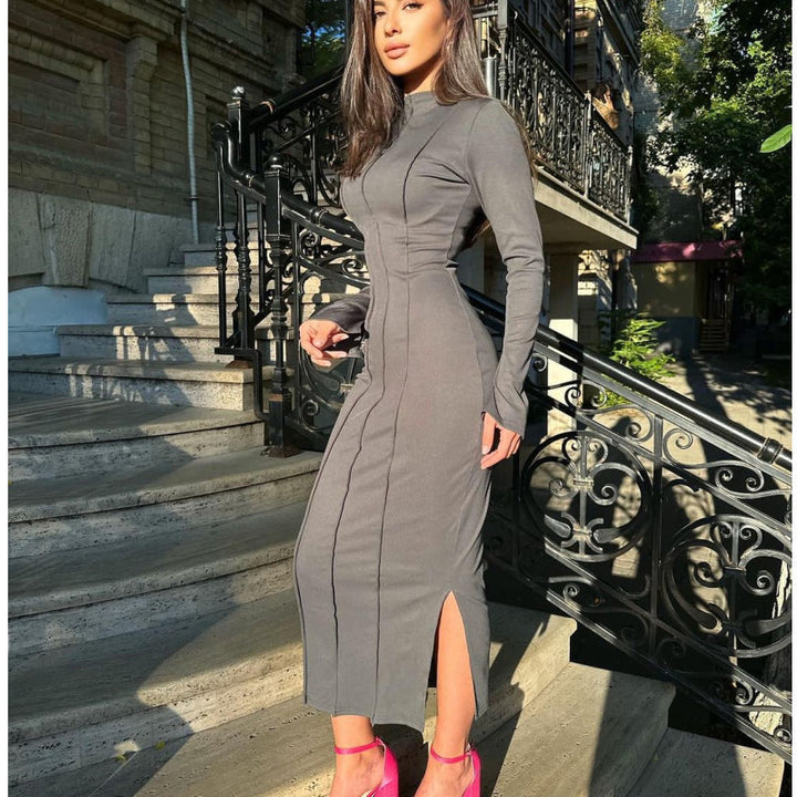 Maxi dress for women with side slits and long sleeves Lune London