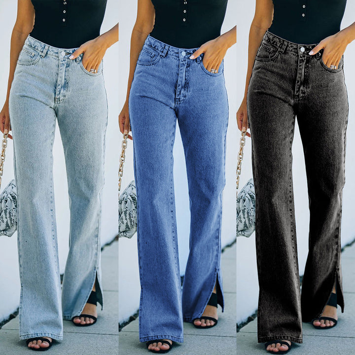 Wide jeans for women with side slits and high pockets Lune London