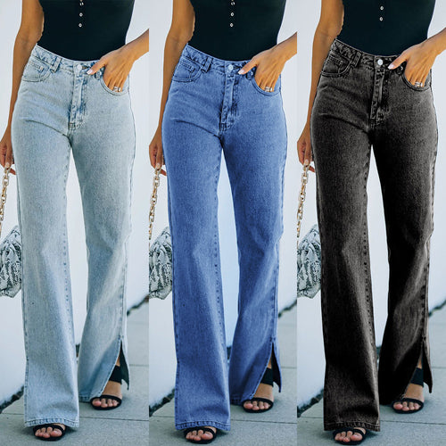 Wide jeans for women with side slits and high pockets Lune London