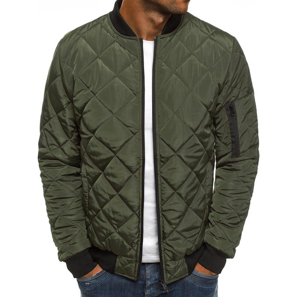 Quilted jacket for men with elastic ribbed cuffs and practical zippered pockets Lune London