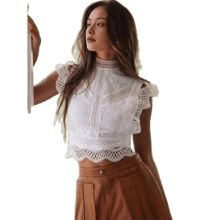 Women Short Blouse Lace Detail Lune London