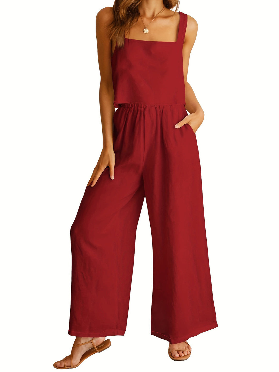 Casual women's jumpsuit with wide leg and practical pockets Lune London