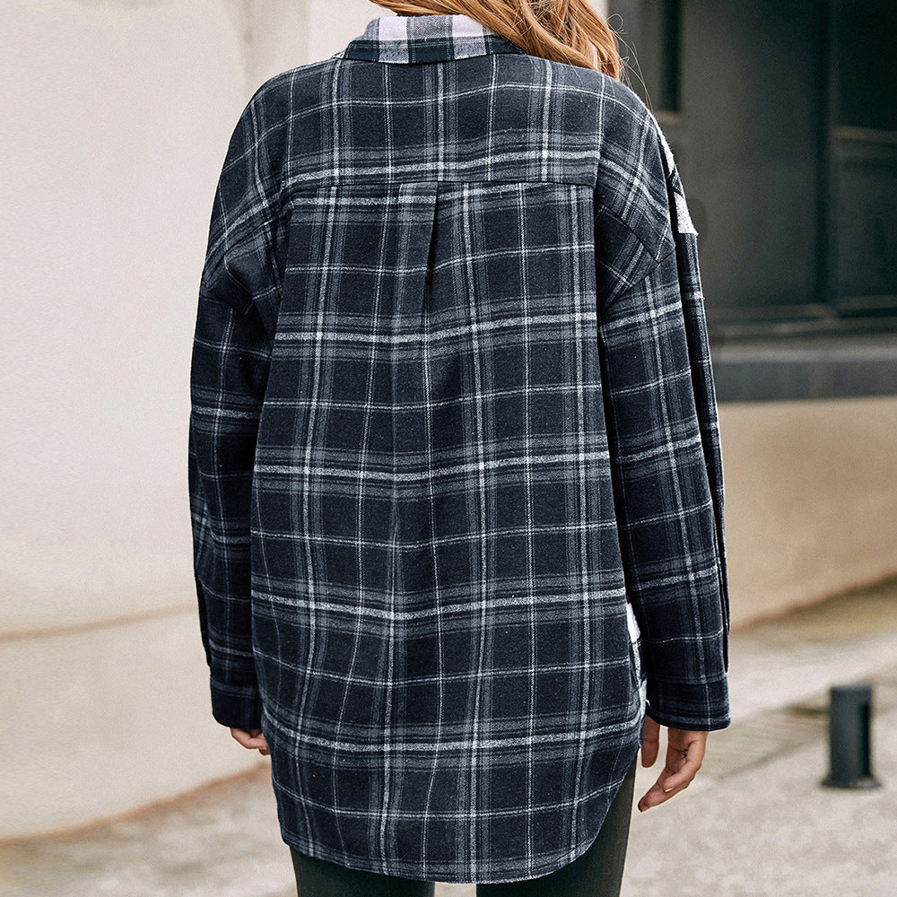 Casual flannel shirt for women with plaid pattern Lune London