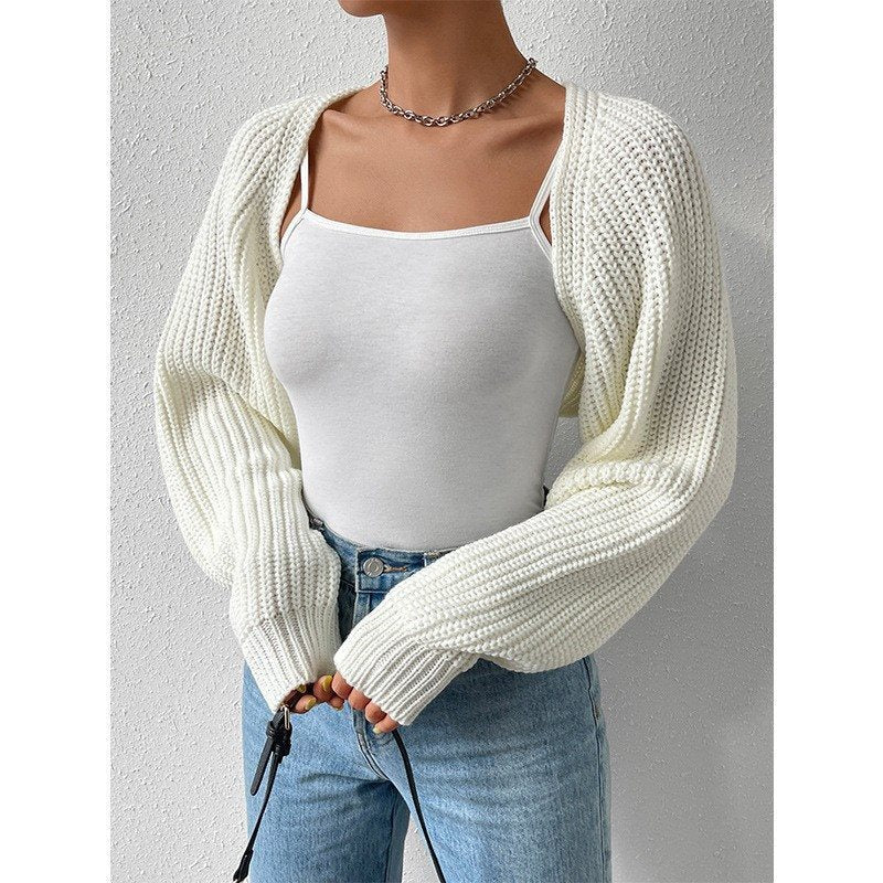 Casual knitted cardigan for women with open front and long sleeves Lune London