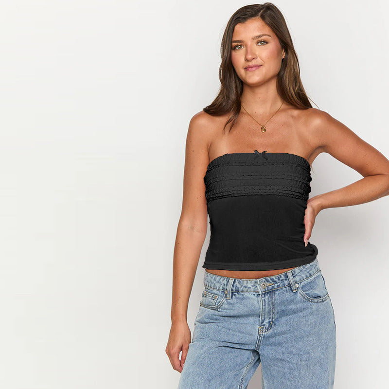 Ladies strapless ruffled top and shorts set Lune London