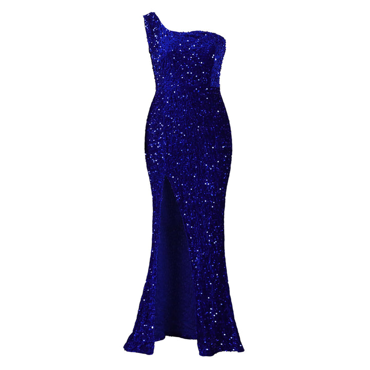 Sparkling evening dress for women with asymmetric neckline Lune London