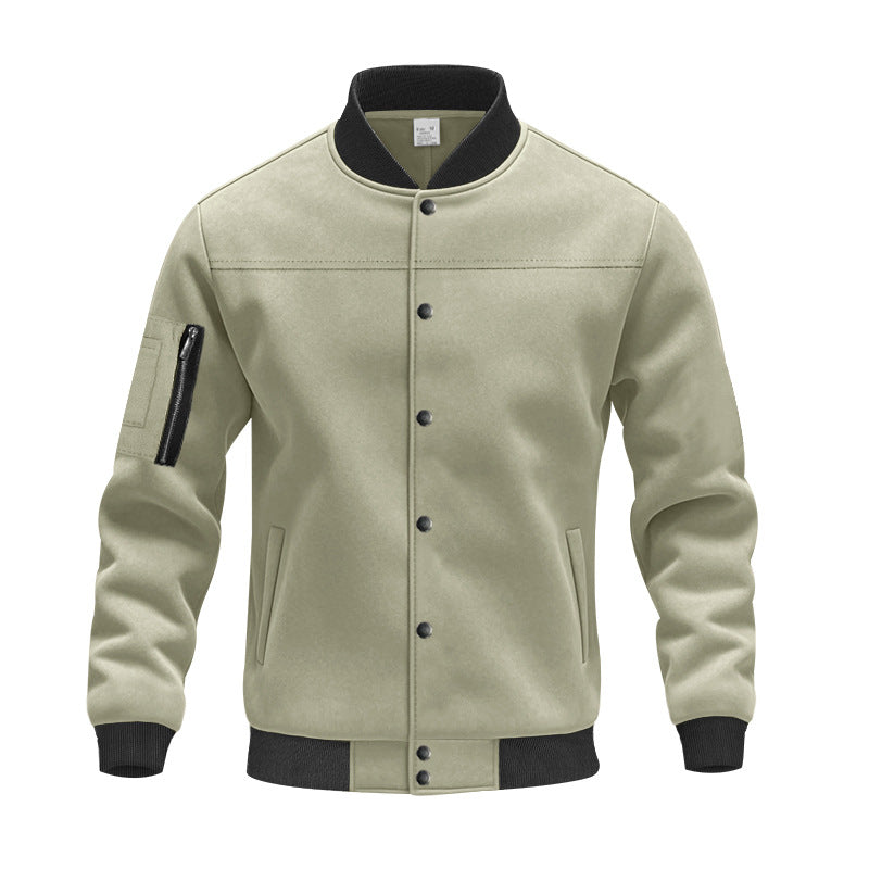 Trendy university jacket for men with practical zippered pockets and elastic cuffs Lune London