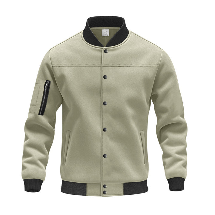 Trendy university jacket for men with practical zippered pockets and elastic cuffs Lune London