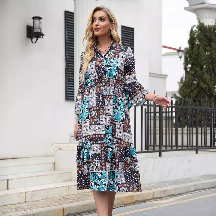 Long sleeve dress for women with colorful print Lune London