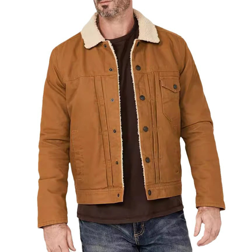 Cotton jacket for men with fleece collar and side pockets Lune London