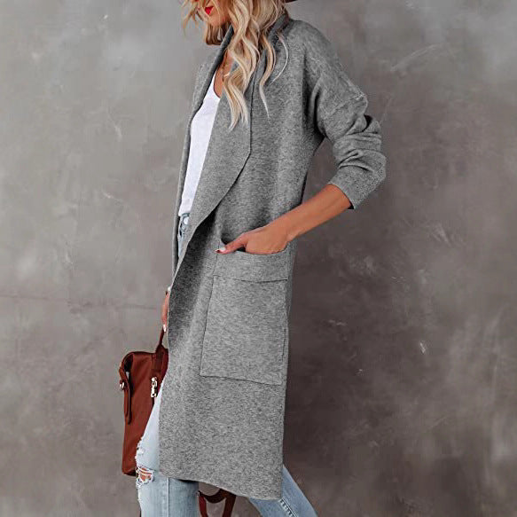 Longline cardigan for women with practical pockets and a fluid cut Lune London