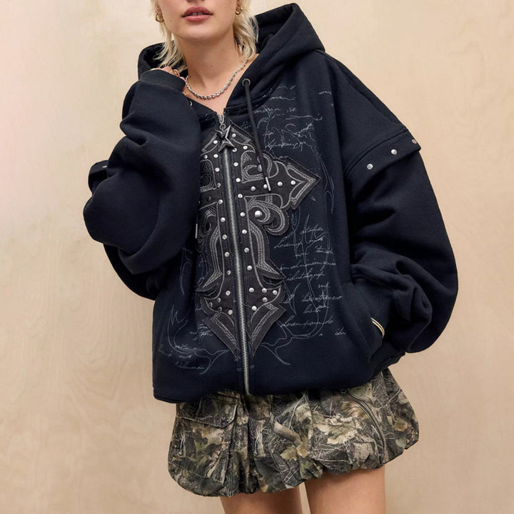 Ladies oversized hoodie with detailed print Lune London