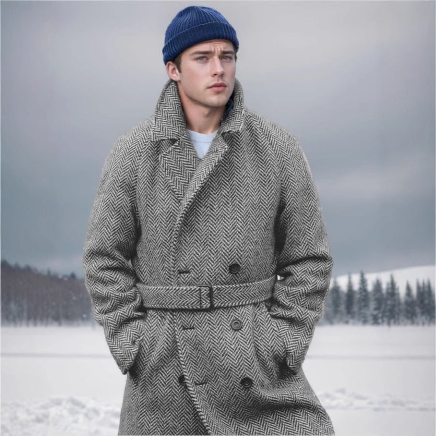 Elegant wool coat for men with herringbone pattern Lune London