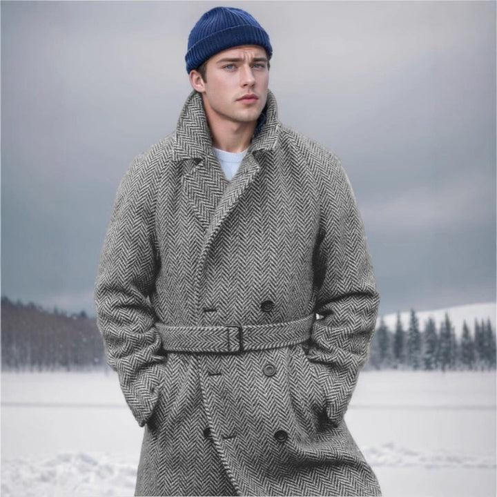 Elegant wool coat for men with herringbone pattern Lune London