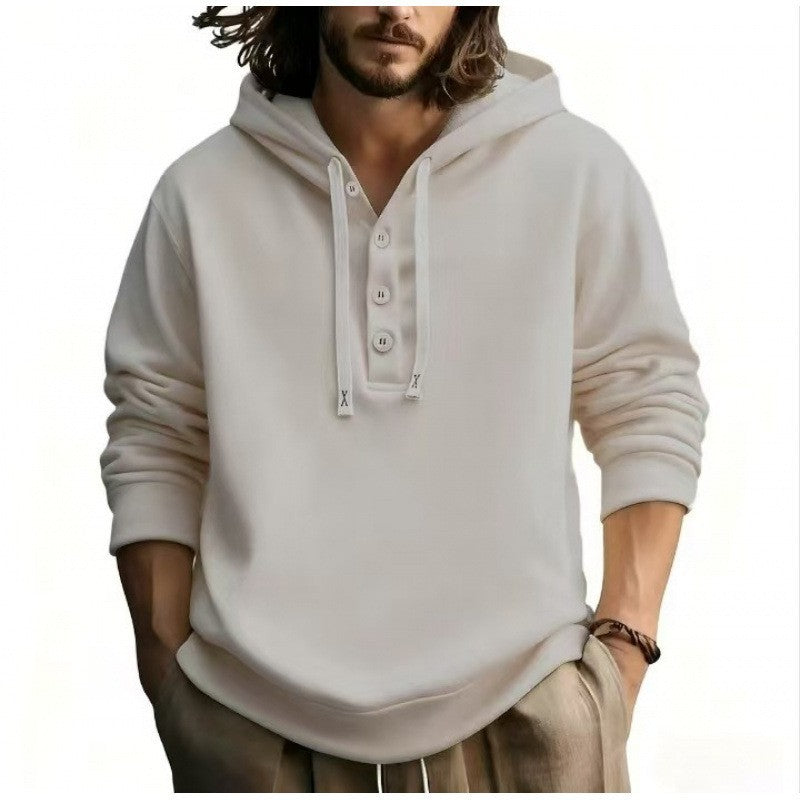 Men's hooded sweatshirt with button placket Chic & Stil