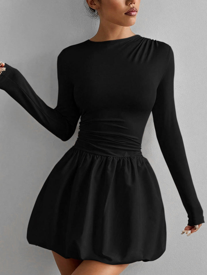 Women’s figure-flattering dress with long sleeves and gathered hem Lune London