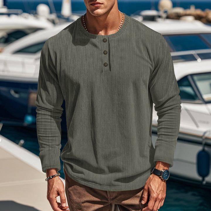 Long sleeve shirt for men with button placket and ribbed texture Lune London