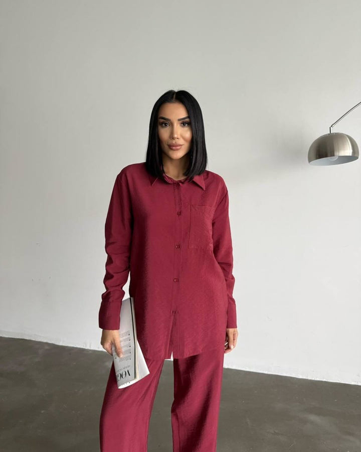 Women's Long-Sleeved Silk Shirt with Fine Structure Lune London