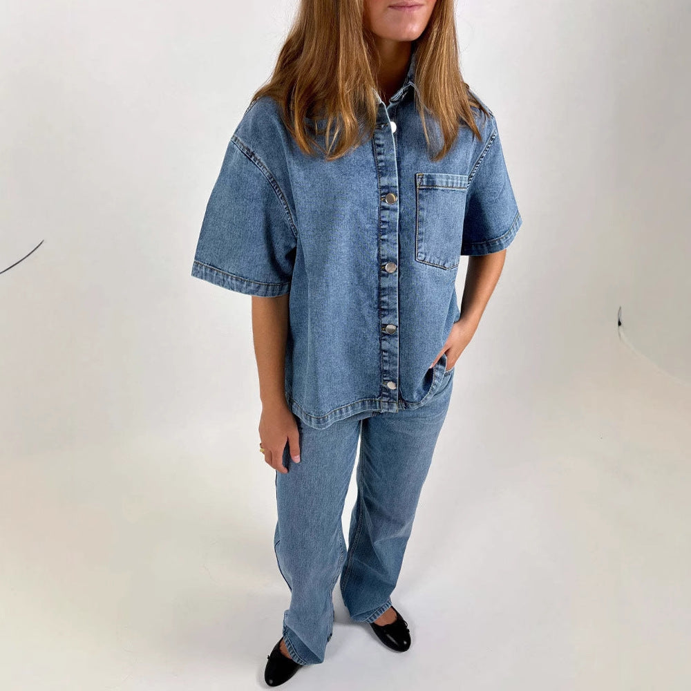 Women's denim shirt jacket in a casual oversized cut Lune London