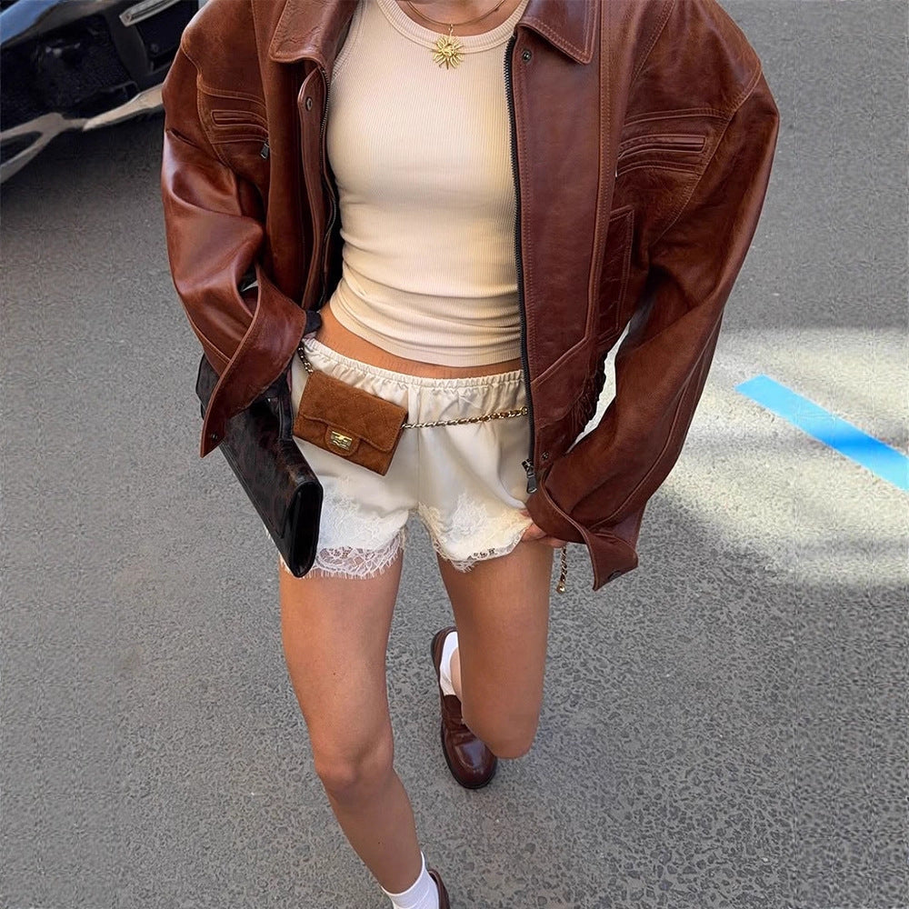 Casual faux leather jacket for women in oversized style Lune London