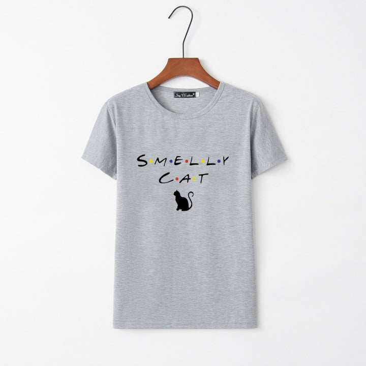 T-shirt pour femmes avec un design de chat créatif et un col rond Chic & Stil