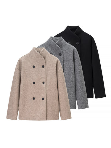Elegant winter jacket for women with double-breasted buttons and high collar Lune London